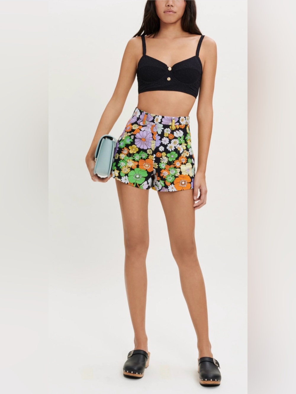 MAJE Black Flower Power Shorts